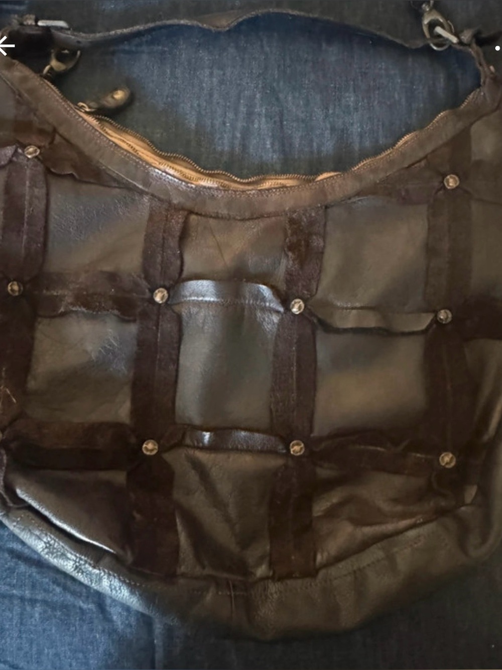 CivicoB Brown hobo  Leather Hobo Bag - Quilted Panel Design